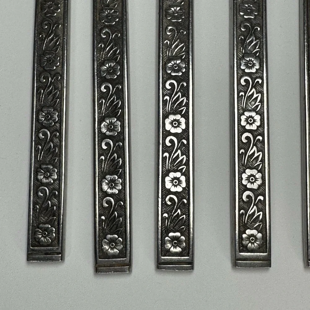 Vtg Gold Standard Night Blossom‎ Flatware 11 Pc Japan Floral MCM